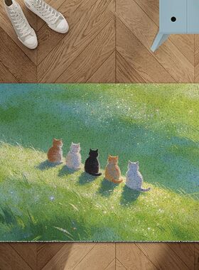 入户门地垫小清新猫咪卡通丝圈地垫室内家用客厅门口地垫除尘新款