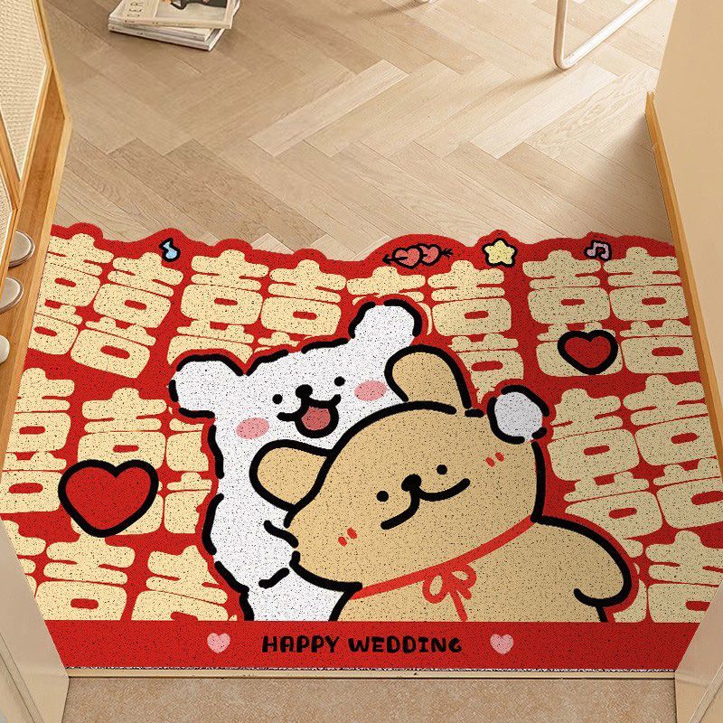 婚礼入户门地垫卡通线条小狗