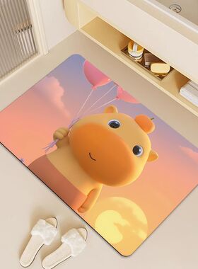 水豚噜噜卡通浴室吸水防滑软垫可爱速干脚踏室内浴室吸水地垫房间