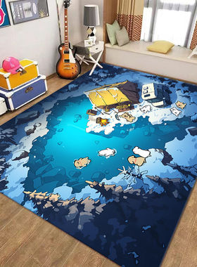 线条小狗地毯卡通客厅儿童房可爱房间儿童卧室满铺床边地垫家用