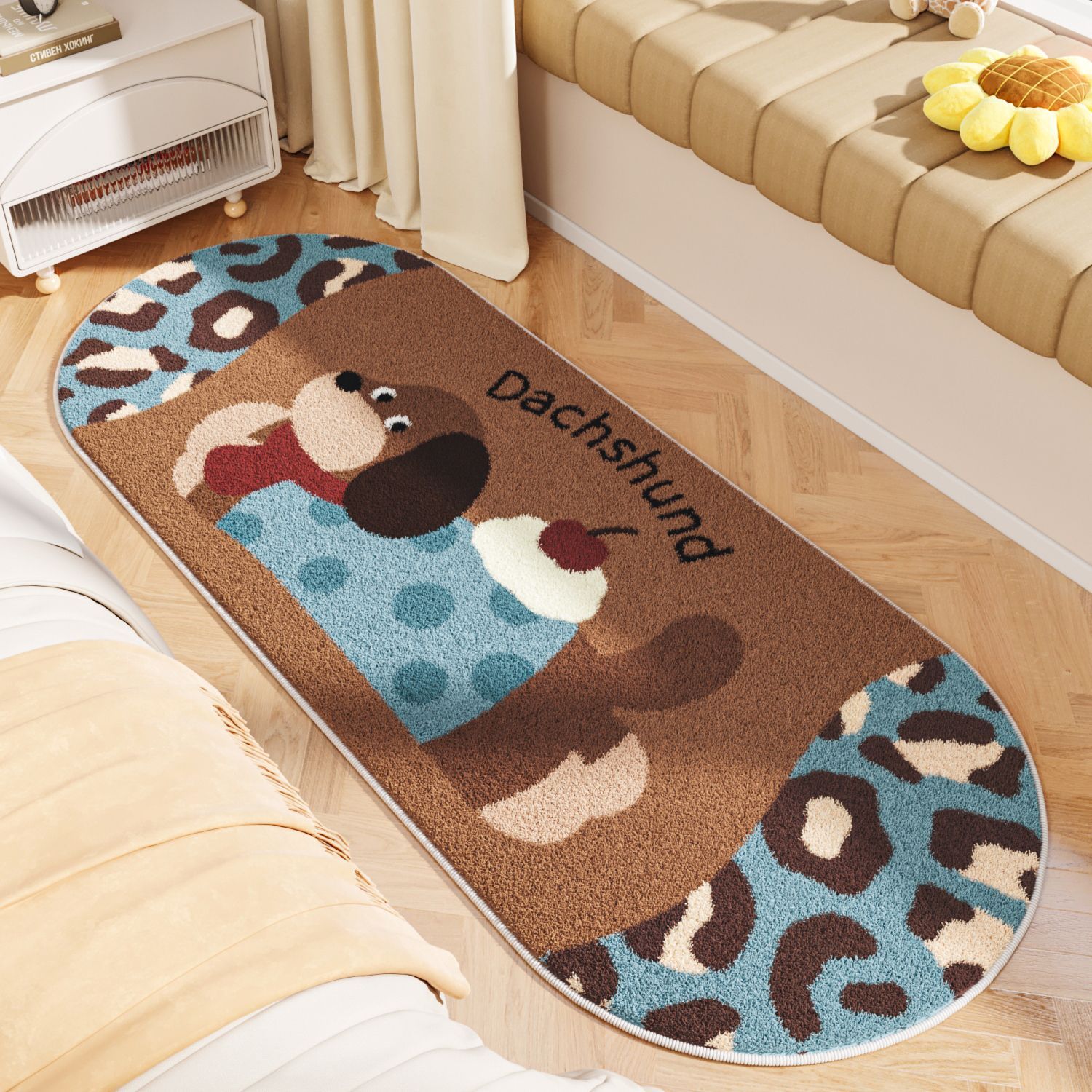 卧室床边仿羊绒地垫卡通儿童可爱