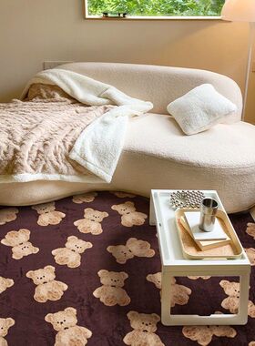 PoPo连盏客厅地毯家用茶几毯复古卡通小熊可爱ins风冬季少女房间