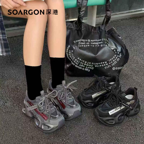 深港专柜2025秋冬新品圆头厚底休闲系带百搭女士老爹鞋W562Q89693