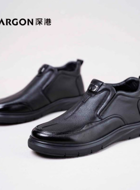 深港专柜2025冬季新品圆头平底百搭休闲商务男皮鞋W983D93936R