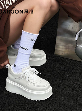 深港专柜2025新品休闲系带厚底舒适韩版女士小白鞋子W1608C89419