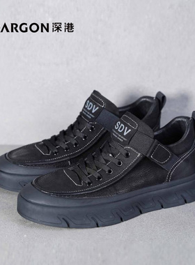 深港专柜2024冬季新款圆头休闲黑色百搭男士运动工装鞋H963D93729