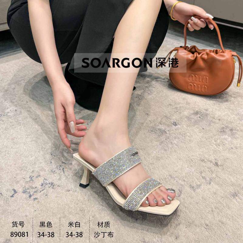 深港专柜2024夏季新款时尚百搭气质细高跟女士凉鞋子H1160L89081