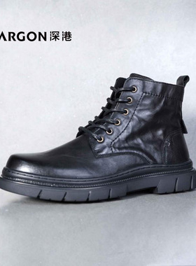 深港专柜2024冬季新品圆头休闲时尚百搭男士马丁短靴子H563D93720