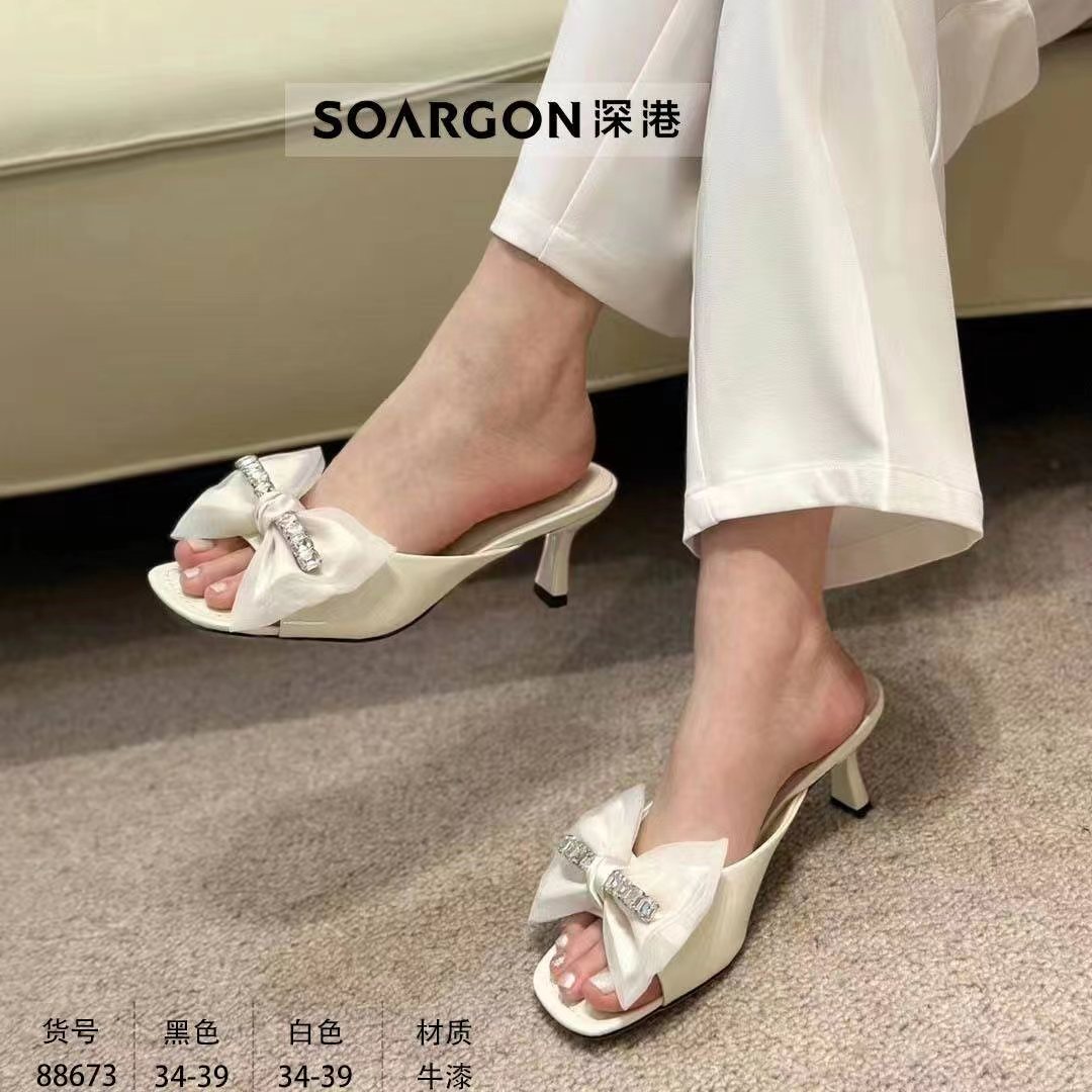深港专柜2023夏季新款时尚休闲细高跟女士凉拖鞋子s902l88673