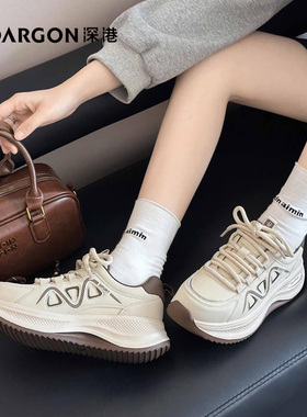 深港专柜2025秋季新系带深口舒适圆头百搭女士老爹鞋W1650X89801