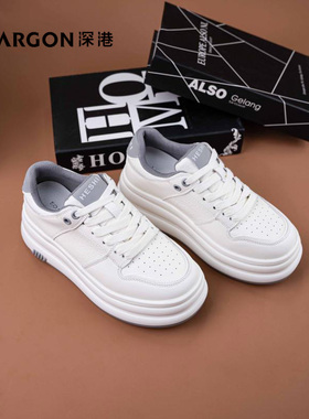 深港专柜2025秋季新款圆头平底浅口女士休闲小白鞋子W1708C89399