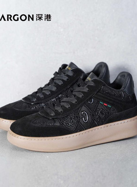 深港专柜2024冬季新款圆头系带休闲时尚黑色男士板鞋子H191D93738