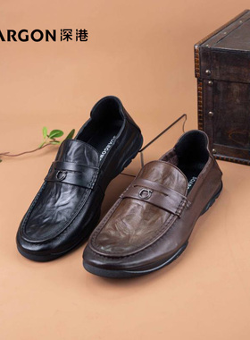 深港专柜2025新品圆头浅口休闲商务百搭男士单皮鞋子W963C93762