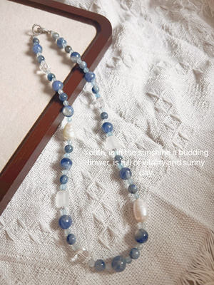 原创设计ins油画系天然蓝色项链