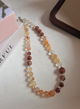 原创设计天然渐变锦鲤色胶花项链