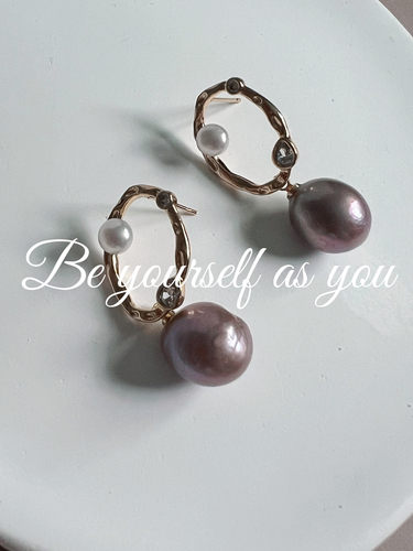 珍珠耳环巴洛克高光轻奢女中长