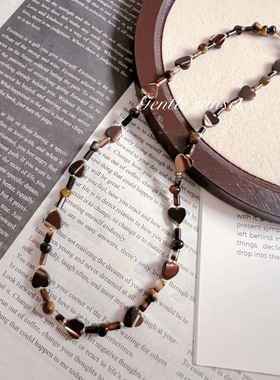 原创设计天然材料混搭中性短项链