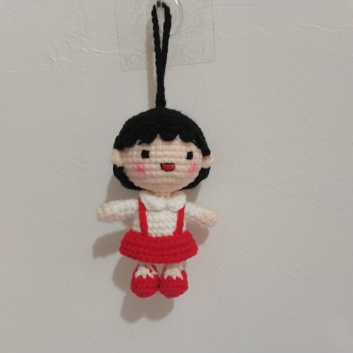 钩织成品樱桃小丸子手工编织卡通玩偶包挂件毛线针织娃娃手作挂饰