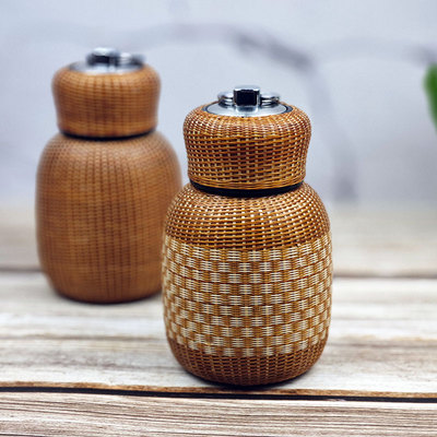 竹韵泰304不锈钢保温杯竹编外壳