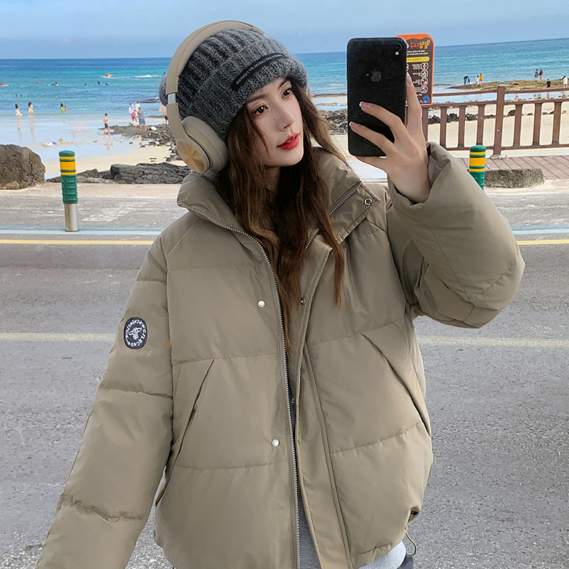 飞行冲锋衣羽绒棉服2024冬新款工装夹克女短款宽松棒球服棉衣外套