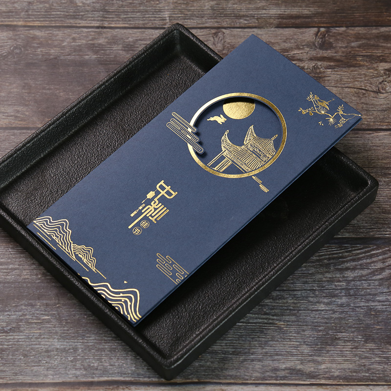 高档中秋节贺卡定制商务创意公司员工感恩送客户高级感简约小卡片