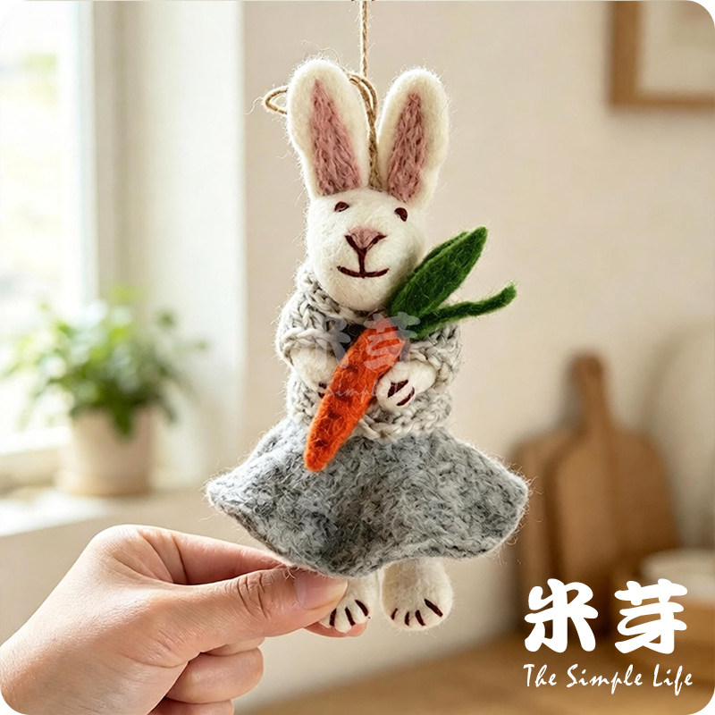 尼泊尔手工羊毛毡可爱动物萌挂件