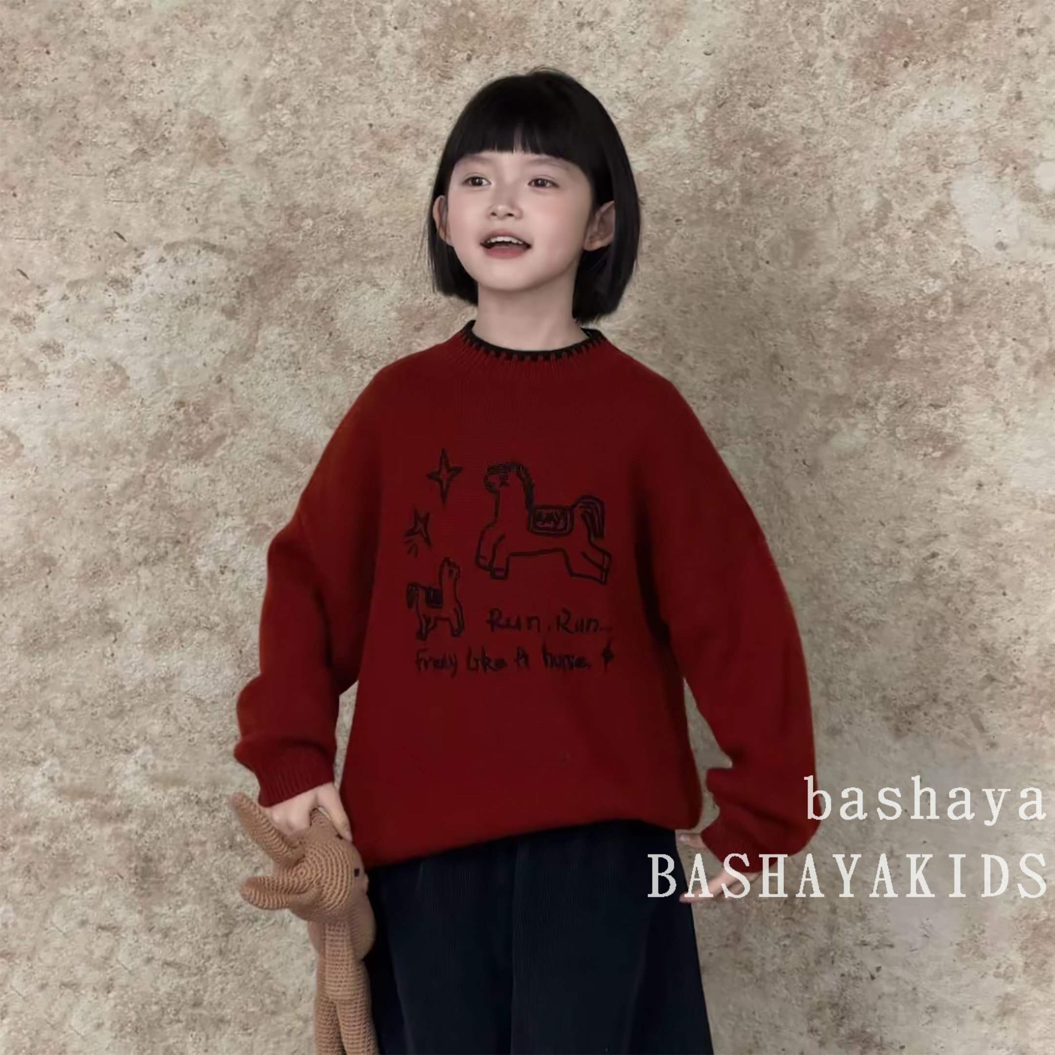 韩版卡通刺绣毛衣男女童通用圆领加厚宽松百搭上衣,童装/婴儿装/亲子装,毛衣/针织衫,淘宝优惠券,粉丝福利购,淘宝优惠卷