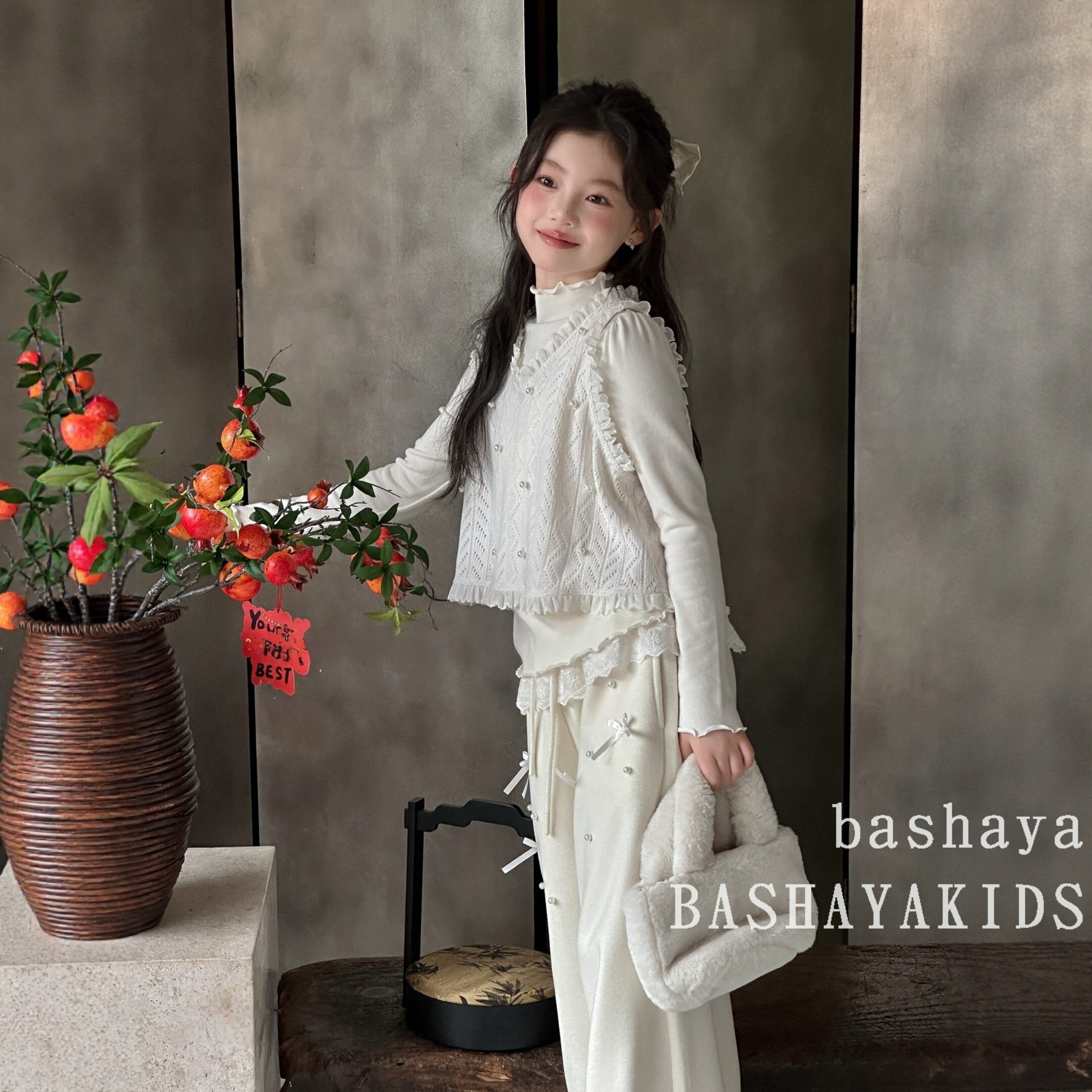 女童韩版加绒蕾丝保暖三件套冬装