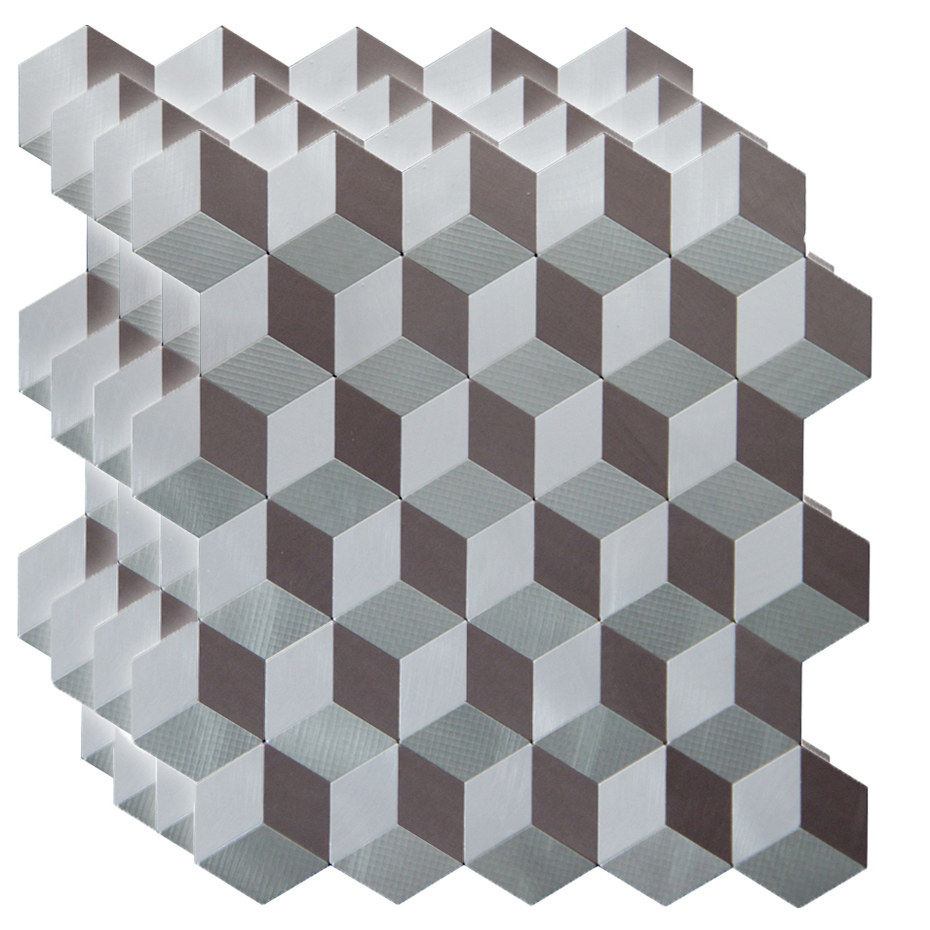 马赛克墙贴金属瓷砖厨房卫生间浴室背景墙贴自粘贴防水防潮六边形