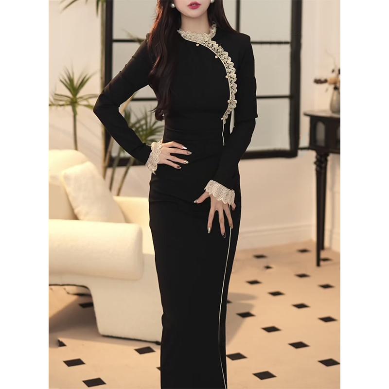 2024秋冬新款修身显瘦长袖旗袍