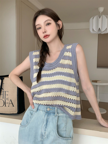 Heavy industry / Korea chic striped knitted tank top