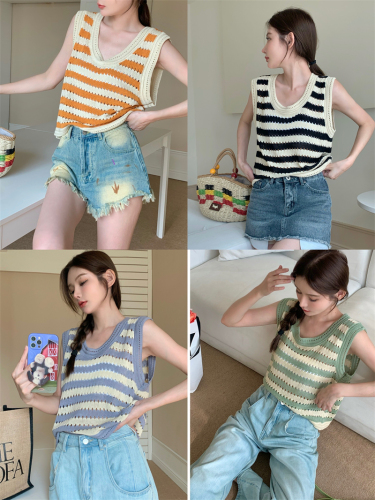 Heavy industry / Korea chic striped knitted tank top