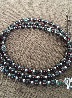 天然石榴石纯银水晶佛牌链可定制