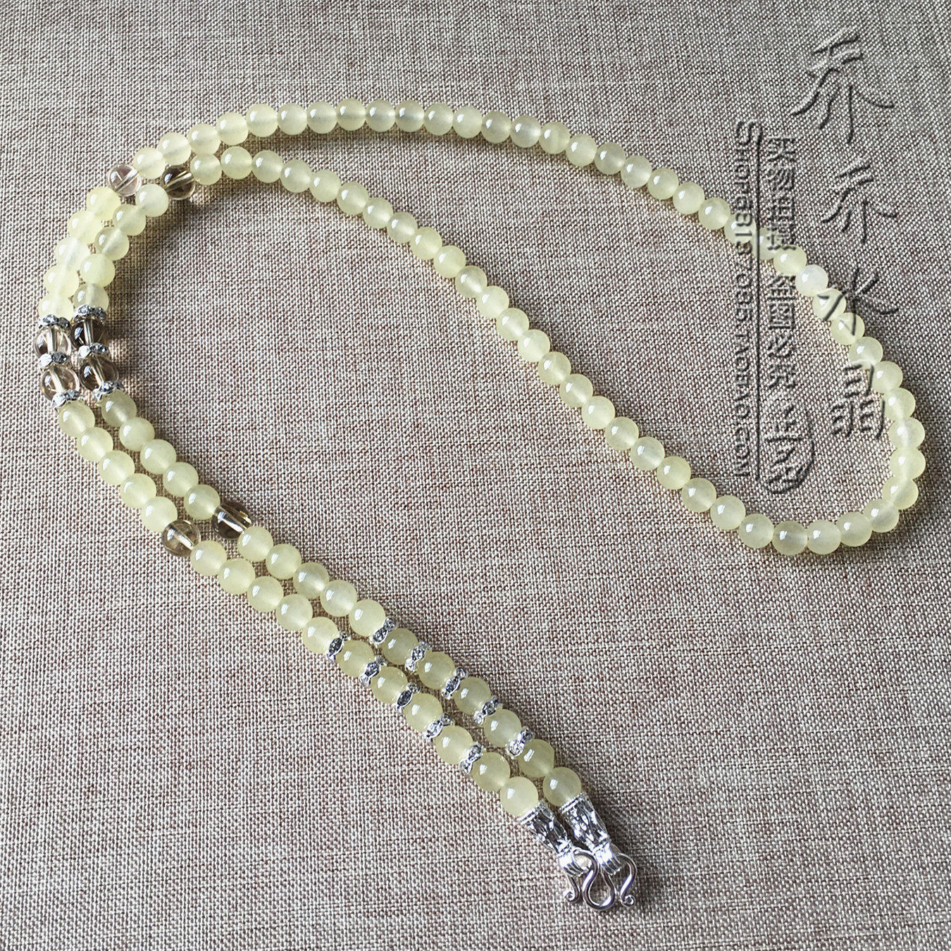 浅黄玉唐卡项链银色泰国佛牌水晶毛衣挂链可订做其他款式