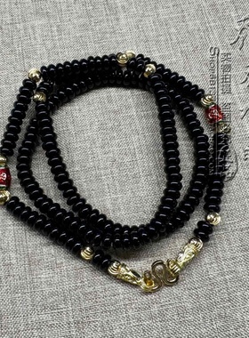 黑玛瑙水晶六字真言挂链可定制