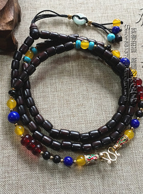 血檀木桶珠可调节项链 金色泰国佛牌毛衣挂链可定做其他款式