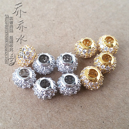 diy不掉色水钻项链微镶鼓珠花托