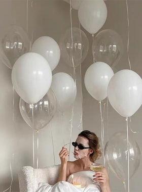 加厚白色乳胶气球告白气球成人生日派对惊喜布置纪念日飘空氦气球
