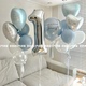 ins蓝色生日数字气球布置儿童周岁满月百天纪念装 饰氛围拍照道具