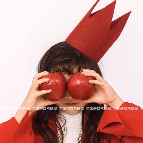 韩系红色毛毡皇冠生日帽