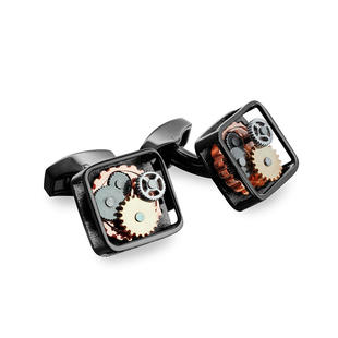 袖 RT方形机械齿轮衬衫 扣黑色七夕送男友 扣Tateossian 英国高端袖