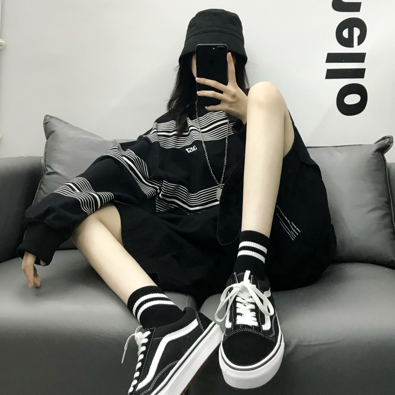 袜子女中筒日系学院风韩版潮流棒球双杠黑白条纹男袜春夏季薄短袜