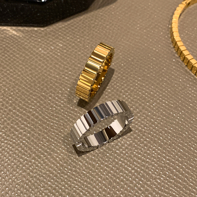 不掉色钛钢金属小香风格纹食指素圈戒指女轻奢高级感小众设计指环