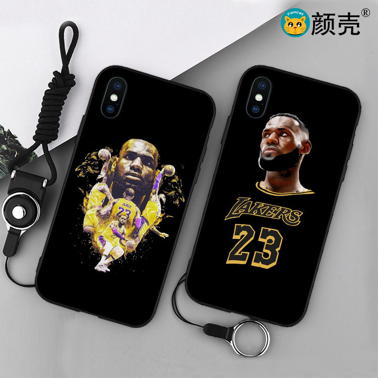 湖人詹姆斯6s适用XSMAX手机壳8plus磨砂iphone7软壳11E挂绳XR全包