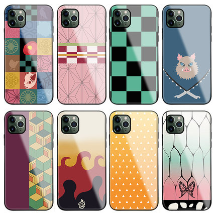 鬼灭之刃钢化玻璃手机壳12适用11PRO苹果14义勇15炼狱善逸17祢豆子红米16一加VIVOX200小米13挂绳IQOO9华为60