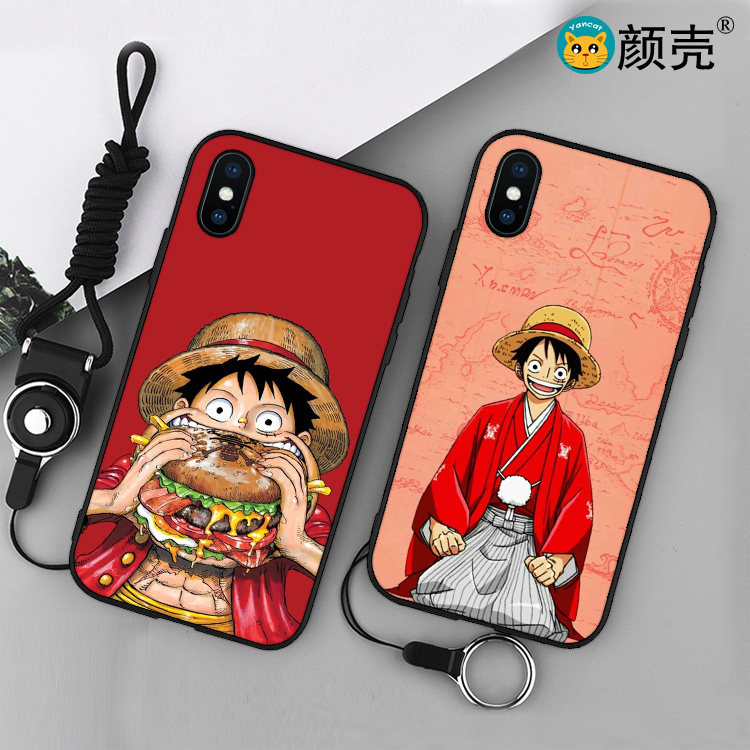 海贼王路飞6s适用XS MAX手机壳8plus软壳iPhone7挂绳XR动漫11硅胶