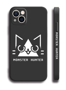 怪物猎人厨师艾露猫黑白侧边11手机壳12适用iphone13PRO苹果15maxr红米K70一加ace2小米14液态IQOO12硅胶全包