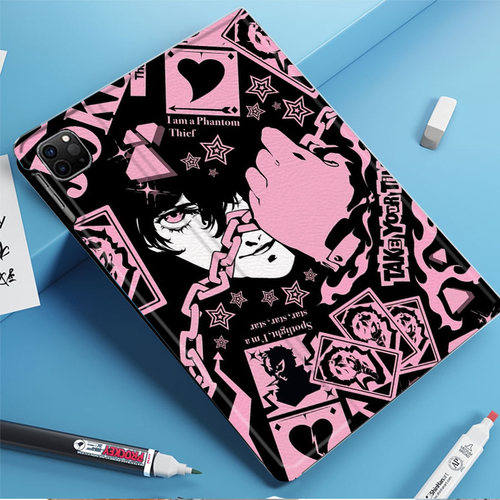 JOKER动漫周边游戏P5女神异闻录平板皮套适用ipad10保护壳pro13全包mini6软air56蚕丝纹10.9寸华为10.2笔槽