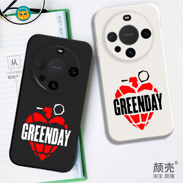 GREENDAY绿日乐队黑白液态硅胶手机壳适用MATE70PRO华为NOVA12保护套PURA80黑白VIVOPPO小米15荣耀400苹果16