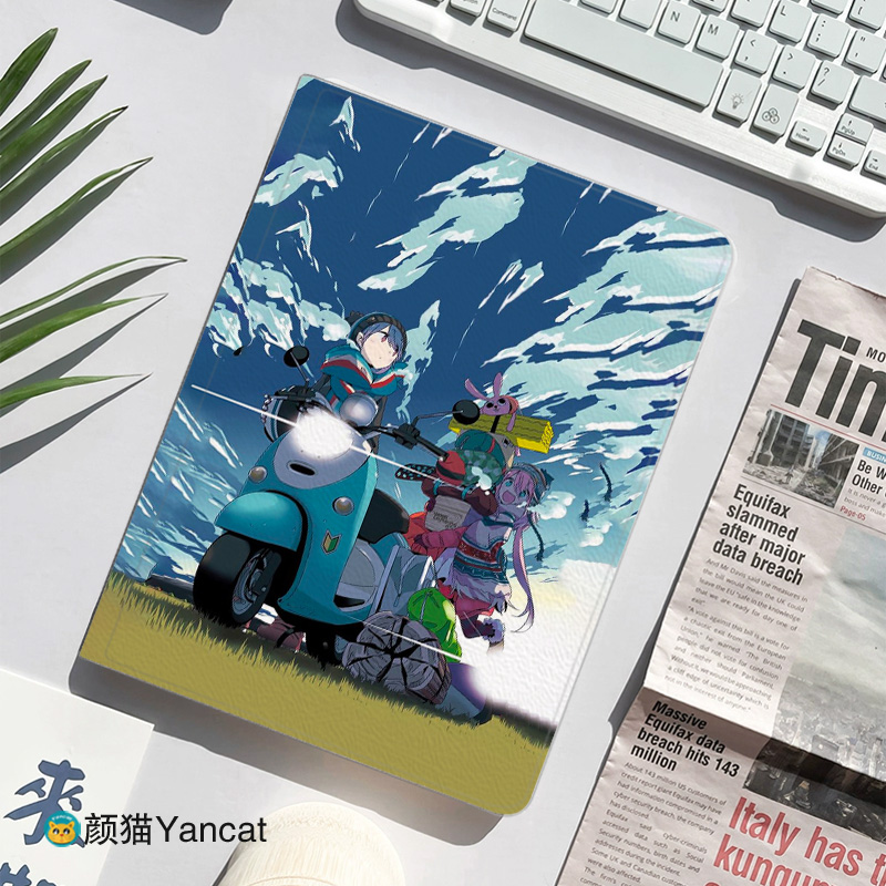 摇曳露营志摩凛平板皮套11适用ipad789保护壳pro10.5全包mini6软air234蚕丝纹9.7寸华为matepad10.8小米6spro